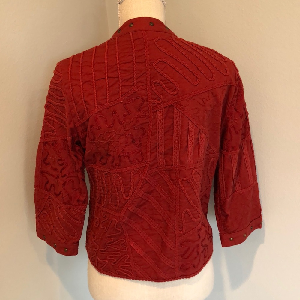 Multiples Rust Embroidered Open Jacket - image 4